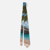 Vintage Style Hawaiian Blue Sea Palms Sky Travel Krawatte (Rückseite)