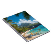 Vintage Style Hawaiian Blue Sea Palms Sky Travel Notizblock (Rechte Seite)