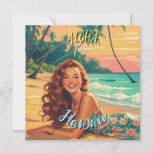 Vintage Style Hawaiian Reise Aloha aus Hawaii Feiertagskarte
