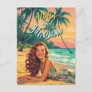 Vintage Style Hawaiian Reise Aloha aus Hawaii Feiertagspostkarte