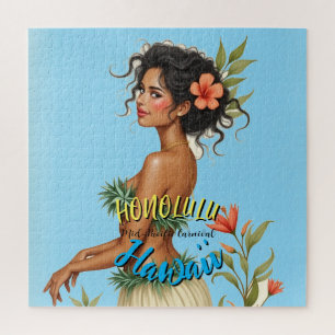 Vintage Style Hawaiian Reise Honolulu Hula Mädchen Puzzle