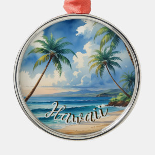 Vintage Style Hawaiian Reise Küstenblauer Ozean Ornament Aus Metall