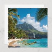 Vintage Style Hawaiian Travel Blue Sea Card (Vorne/Hinten)