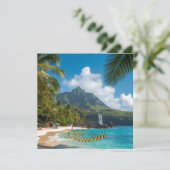 Vintage Style Hawaiian Travel Blue Sea Card (Stehend Vorderseite)