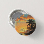 Vintage Style Hawaiian Travel Coast Sea Sunset Button (Vorne & Hinten)