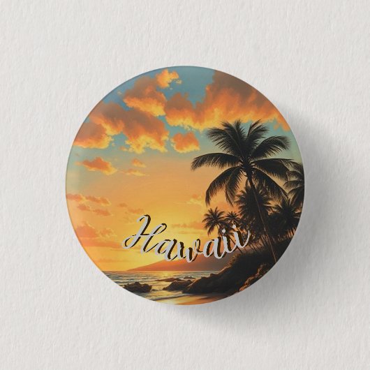 Vintage Style Hawaiian Travel Coast Sea Sunset Button (Vorderseite)