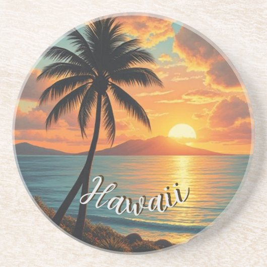 Vintage Style Hawaiian Travel Coast Sea Sunset Getränkeuntersetzer (Vorne)