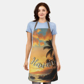 Vintage Style Hawaiian Travel Coast Sea Sunset Schürze (Getragen)