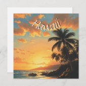 Vintage Style Hawaiian Travel Sea Sunset Card (Vorne/Hinten)