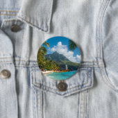 Vintage Style Hawaiianischer Blauer Meer Palmen Hi Button (Beispiel)