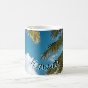Vintage Style Hawaiianischer Blauer Meer Palmen Hi Kaffeetasse