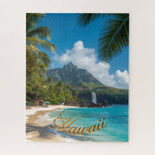 Vintage Style Hawaiianischer Blauer Meer Palmen Hi Puzzle