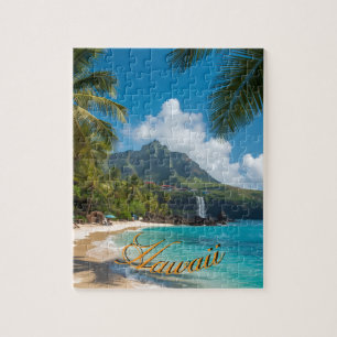 Vintage Style Hawaiianischer Blauer Meer Palmen Hi Puzzle