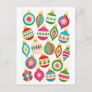 Vintage-Style heller Weihnachtsschmuck Postkarte
