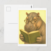 Vintage-Style Hippo Reading Postkarte (Vorne/Hinten)