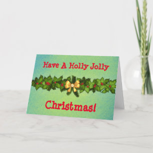 Vintage Style Holly Jolly Weihnachtskarte Karte