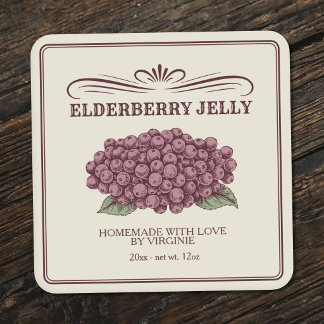 Vintage-Style Holunder-Gelee-Etikett Aufkleber
