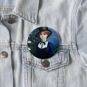 Vintage Style hübsches Dark-Academy-Mädchen-Porträ Button
