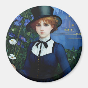 Vintage Style Hübsches Dark Academy Mädchen Portra Magnet