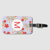 Vintage Style hübsches rotes Blumenmuster Monogram Gepäckanhänger (Vorderseite (Horizontal))