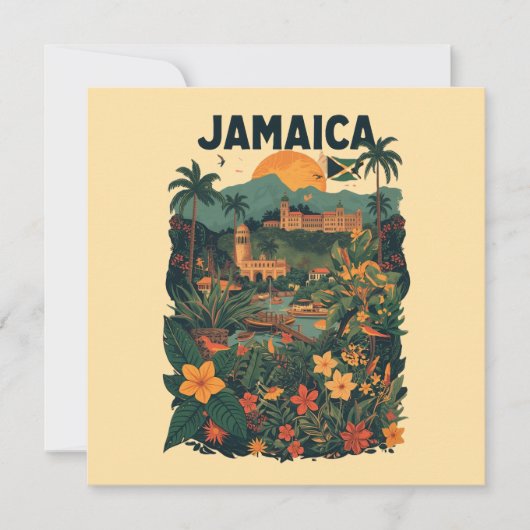 Vintage Style Jamaica Travel Illustration Card (Vorderseite)