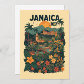 Vintage Style Jamaica Travel Illustration Feiertagskarte (Vorne/Hinten)