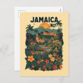Vintage Style Jamaica Travel Illustration Feiertagspostkarte (Vorne/Hinten)