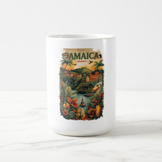 Vintage Style Jamaica Travel Illustration Kaffeetasse (Mittel)