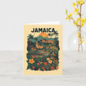 Vintage Style Jamaica Travel Illustration Karte (Gelbe Blume)