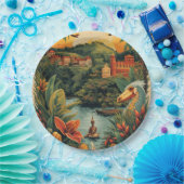 Vintage Style Jamaica Travel Illustration Pappteller (Party)