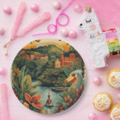 Vintage Style Jamaica Travel Illustration Pappteller (Party)