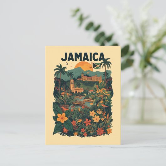 Vintage Style Jamaica Travel Illustration Postkarte (Stehend Vorderseite)