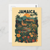 Vintage Style Jamaica Travel Illustration Postkarte (Vorne/Hinten)