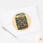 Vintage Style Jamaica Travel Illustration Runder Aufkleber (Umschlag)