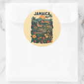 Vintage Style Jamaica Travel Illustration Runder Aufkleber (Tasche)