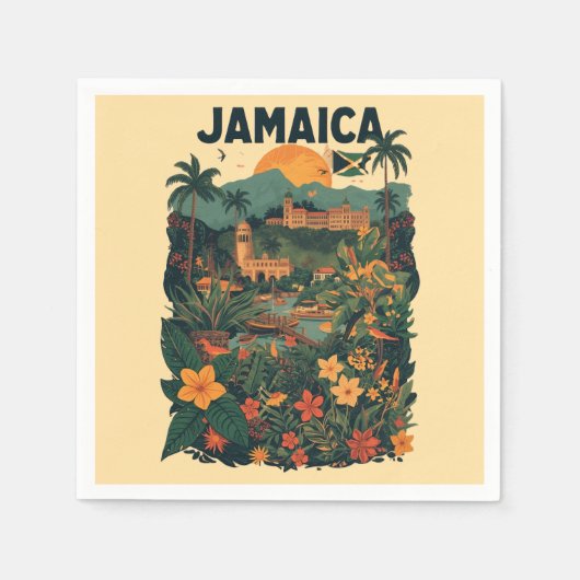 Vintage Style Jamaica Travel Illustration Serviette (Vorderseite)