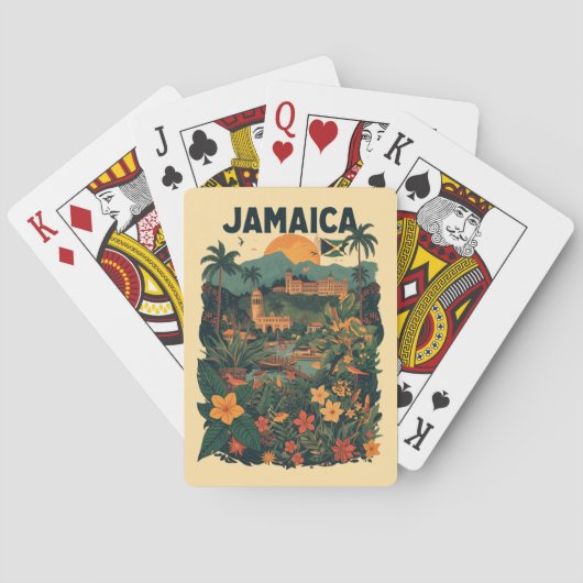 Vintage Style Jamaica Travel Illustration Spielkarten (Rückseite)
