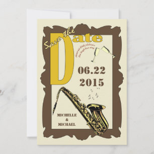 Vintage Style Jazz Hochzeitstermin Ankündigung