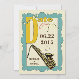 Vintage Style Jazz Hochzeitstermin bekannt geben Einladung