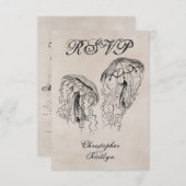 Vintage Style Jellyfish Beach Wedding RSVP Card (Vorne/Hinten)