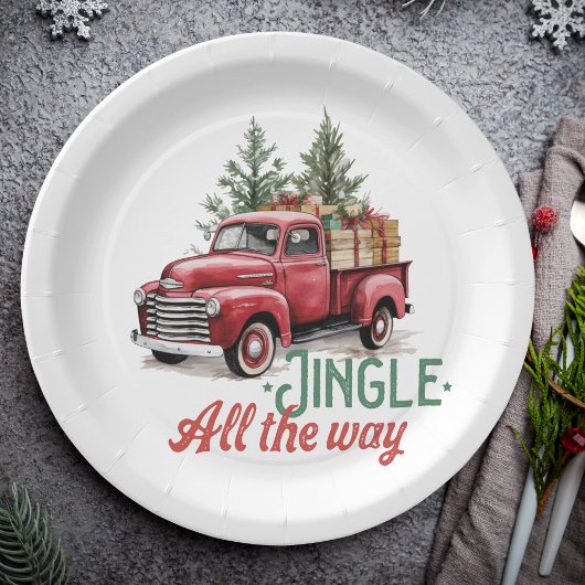 Vintage Style Jingle All The Way Christmas Pappteller