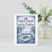 Vintage-Style "Keep Calm" Reading Postkarte (Stehend Vorderseite)