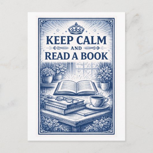 Vintage-Style "Keep Calm" Reading Postkarte (Vorderseite)