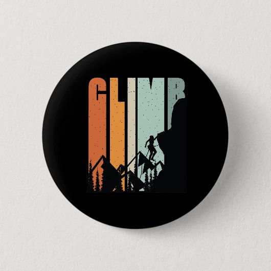 Vintage Style Klettern Retro Boulderen Steigen Button (Vorderseite)
