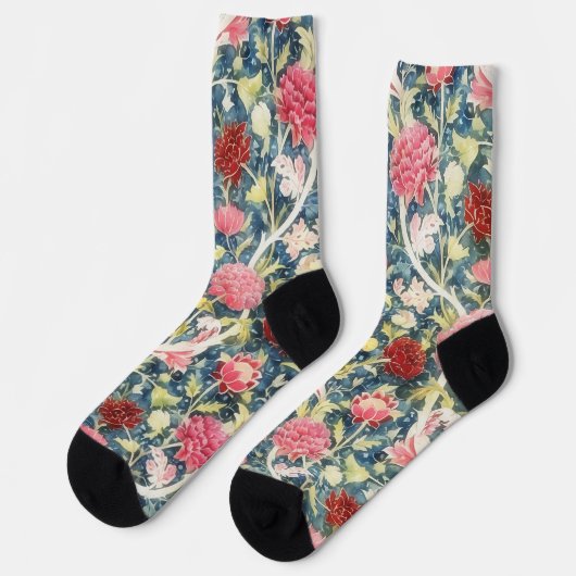 Vintage Style Kunst Blumen Socken (Linkes Detail)