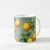 Vintage Style Lemons Pattern Wallpaper Art Kaffeetasse (VorderseiteRechts)