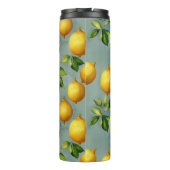 Vintage Style Lemons Pattern Wallpaper Art Thermosbecher (Rückseite)