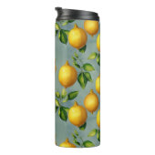 Vintage Style Lemons Pattern Wallpaper Art Thermosbecher (Nach rechts gedreht)