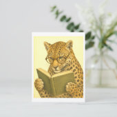 Vintage-Style Leopard Lesen Postkarte (Stehend Vorderseite)
