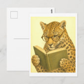 Vintage-Style Leopard Lesen Postkarte (Vorne/Hinten)